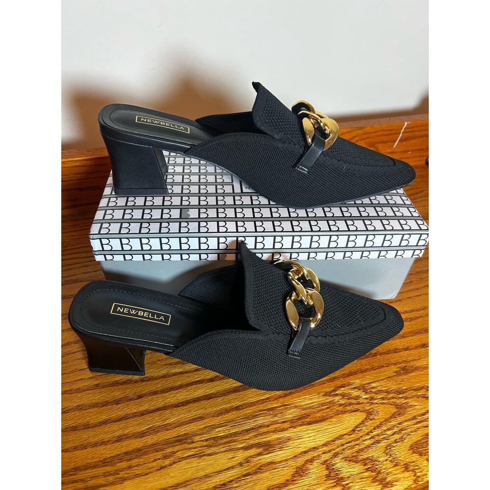 NewBella Size 10 New Black Sling Back Pump Mule heel Casual - Picture 3 of 8